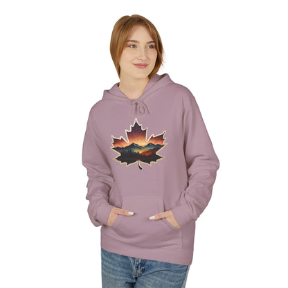 Cozy Sunset Maple Leaf Hoodie | Fall Fashion, Nature Lover Gift, Warmth for Fall, Outdoor Adventure, Comfortable Wear
