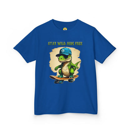 Kids Graphic Tee with Dinosaur Design, Stay Wild, Fun T-Shirt for Boys, Youth Apparel, Gift for Birthdays, Playdate Wear, Casual Style