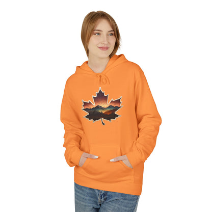 Cozy Sunset Maple Leaf Hoodie | Fall Fashion, Nature Lover Gift, Warmth for Fall, Outdoor Adventure, Comfortable Wear