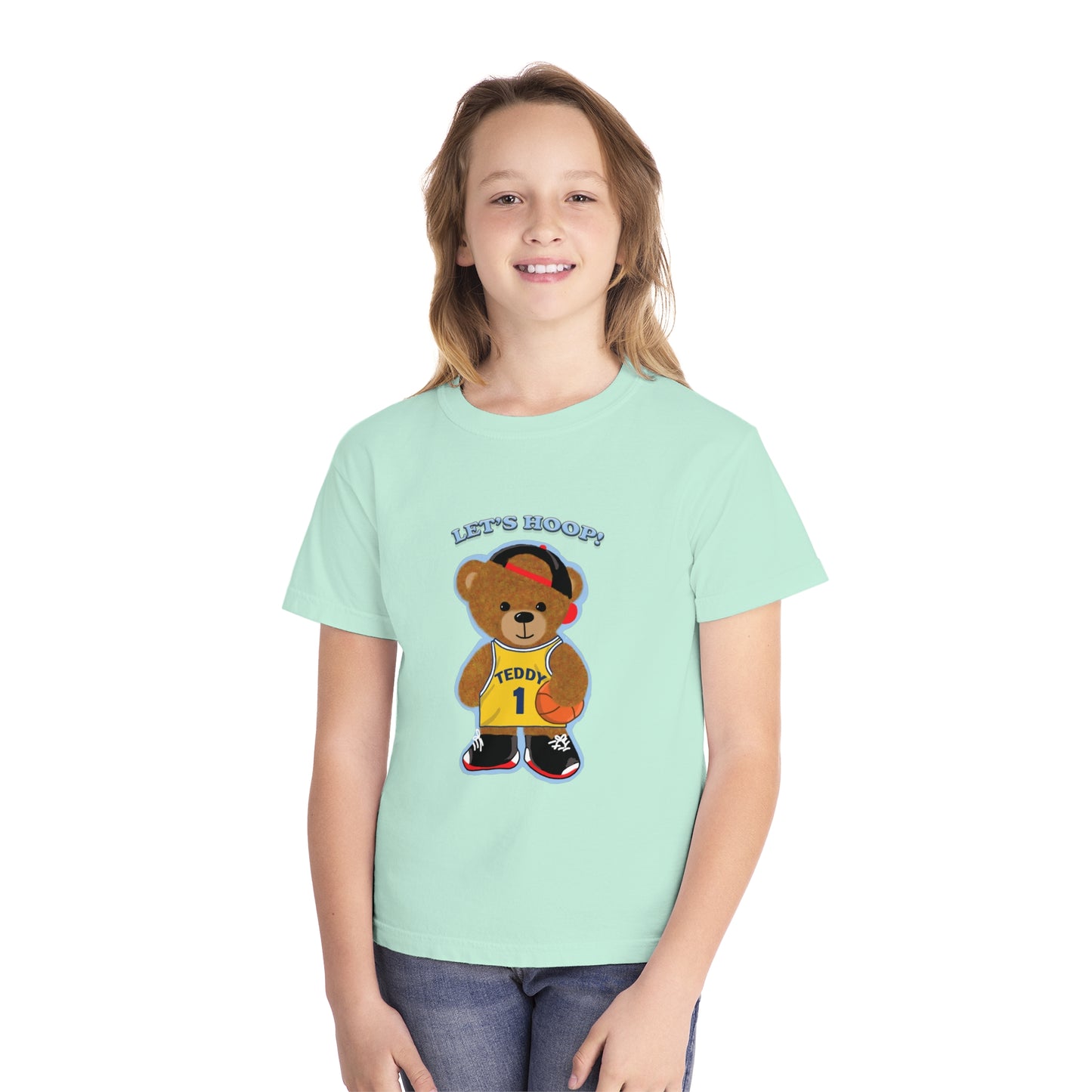 Youth Tee - Basketball Teddy Bear Design