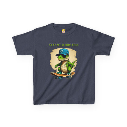 Kids Graphic Tee with Dinosaur Design, Stay Wild, Fun T-Shirt for Boys, Youth Apparel, Gift for Birthdays, Playdate Wear, Casual Style