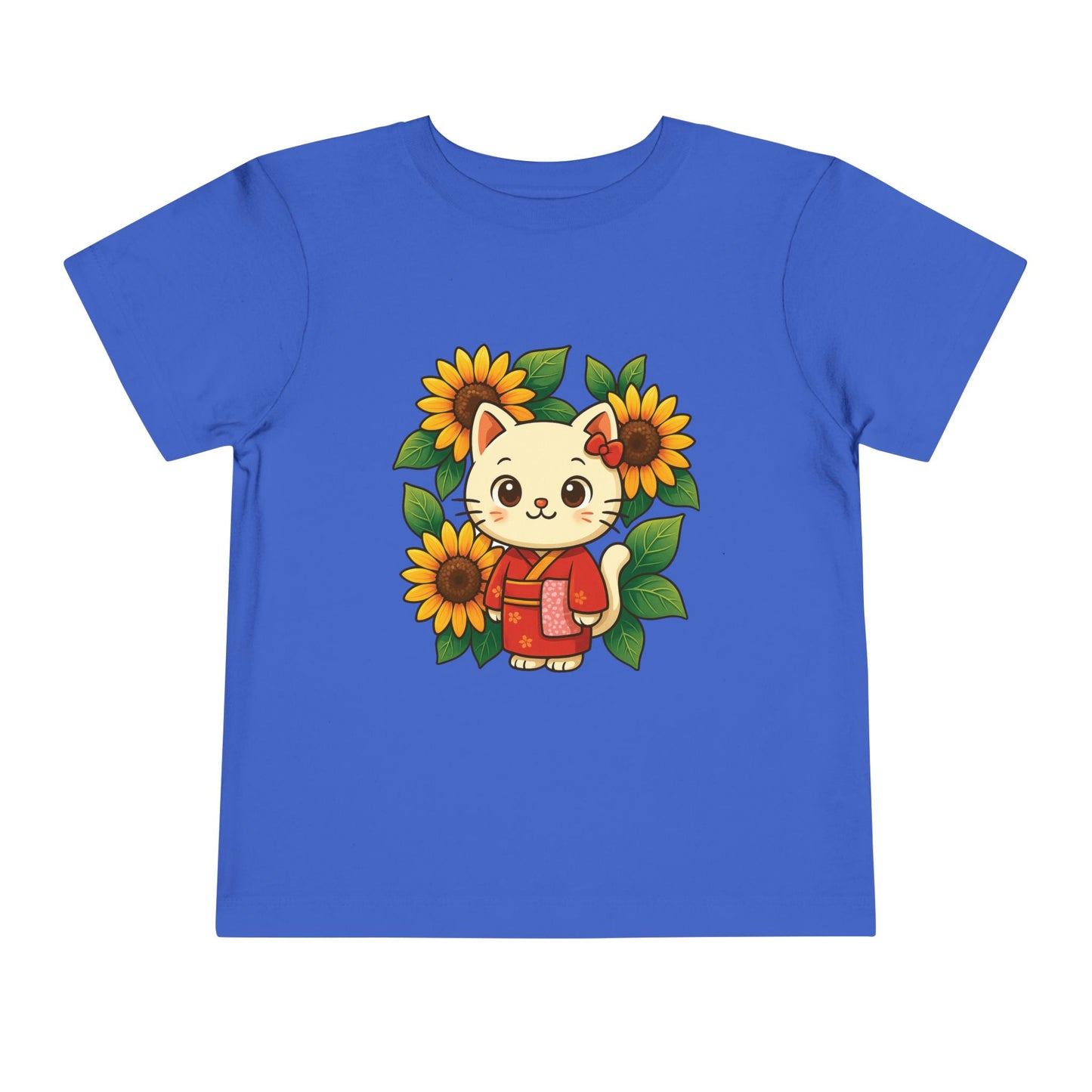 Cute Cat Graphic Toddler Tee, Kids Shirt, Summer Outfit, Gift for Toddlers, Floral Tee, Funny Baby Clothes