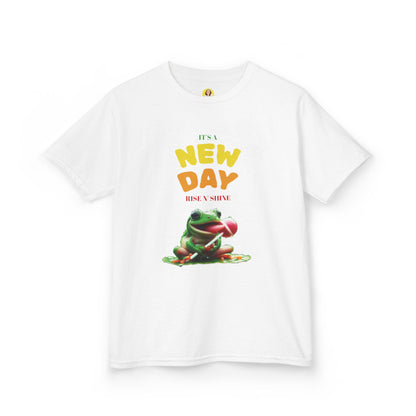 Inspirational Kids Tee, Fun Children’s T-Shirt, Positive Vibes Apparel, Motivational Kidswear, Gift for Teens, New Day Design