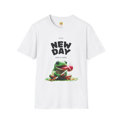 Unisex Frog Graphic T-Shirt - 'It's a New Day, Rise N' Shine'