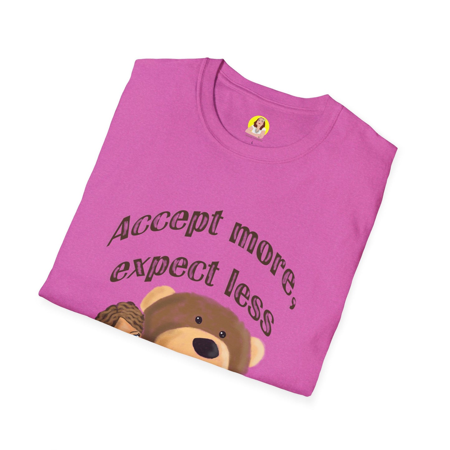 Cute Bear Graphic T-Shirt - Accept More, Expect Less - Funny Animal Tee, Gift for Friends, Cozy Casual Shirt, Birthday Gift, [...]