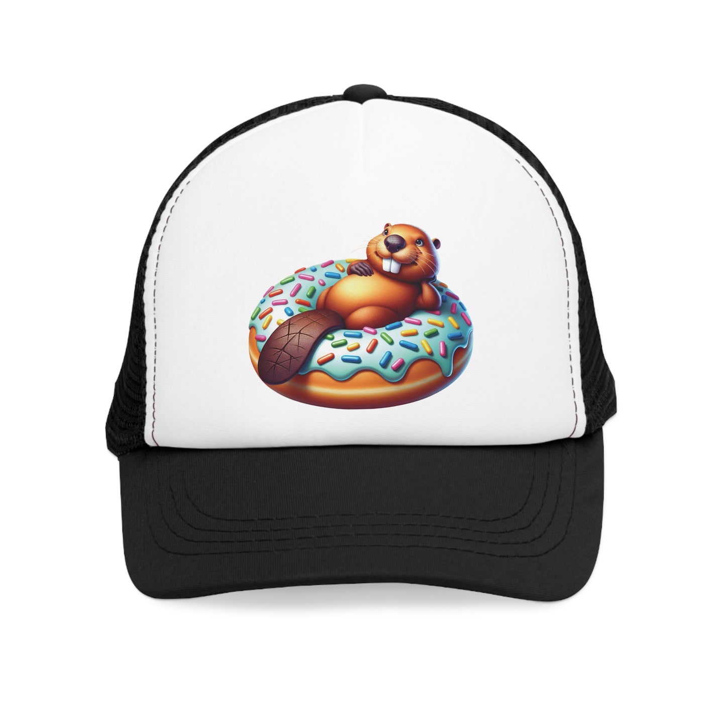 Mesh Cap - Beaver Laying on a Donut