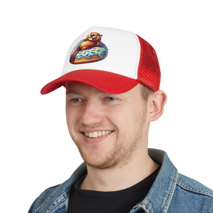 Mesh Cap - Beaver Laying on a Donut