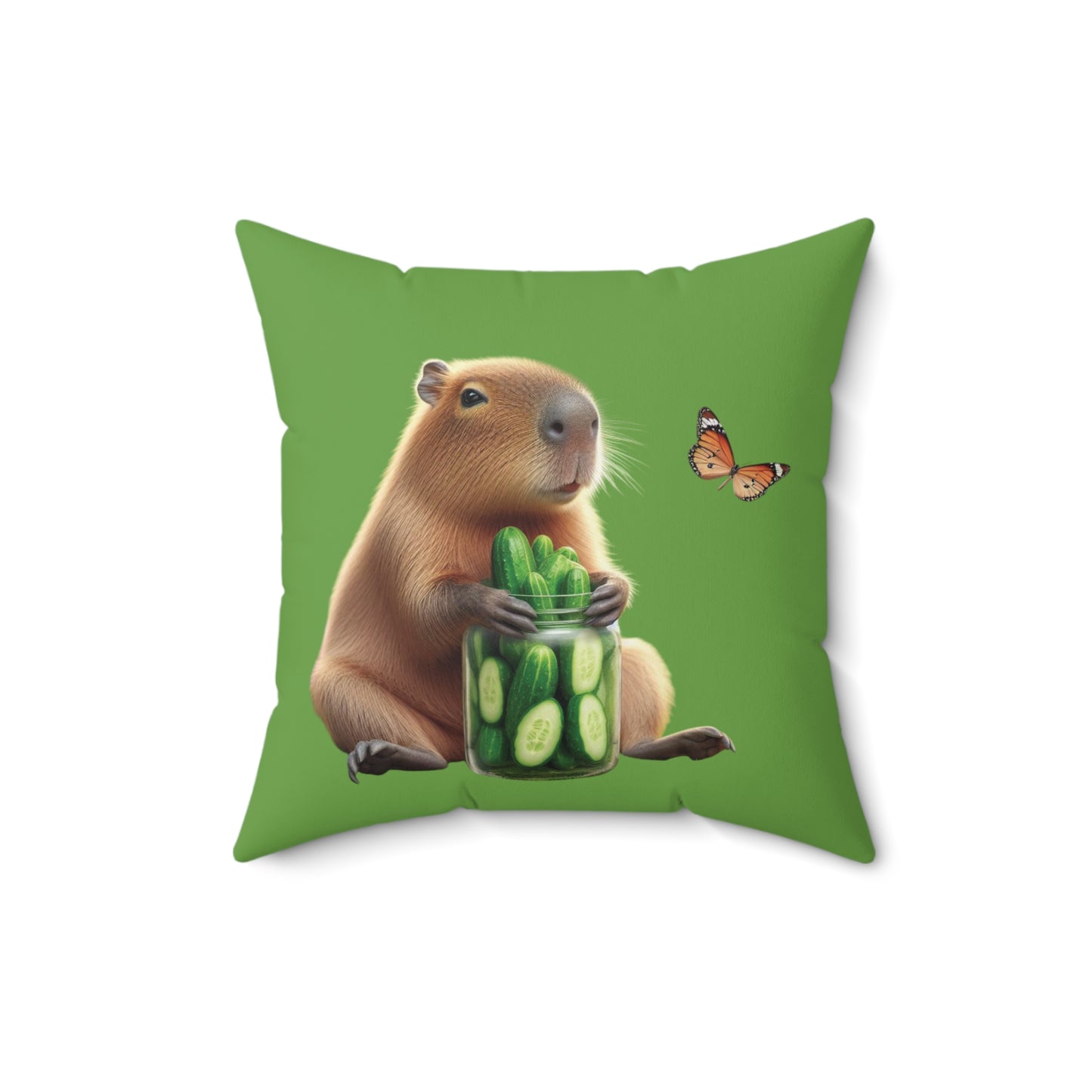 Cute Capybara Cucumber Square Pillow – Cozy Home Decor