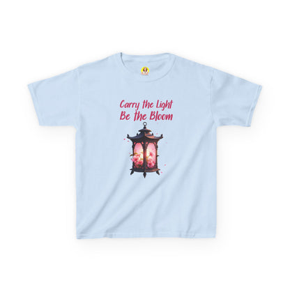Kids Inspirational Graphic Tee - "Carry the Light, Be The Bloom" - Cute Gift for Children, Birthday, Everyday Wear, Positive Message