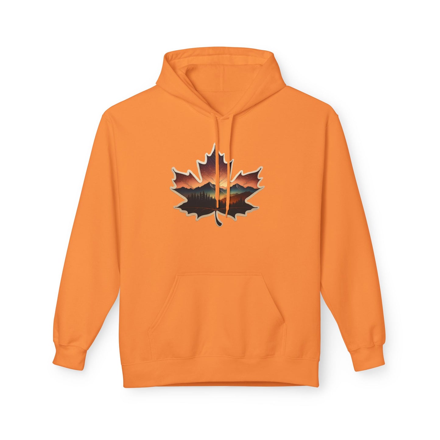 Cozy Sunset Maple Leaf Hoodie | Fall Fashion, Nature Lover Gift, Warmth for Fall, Outdoor Adventure, Comfortable Wear
