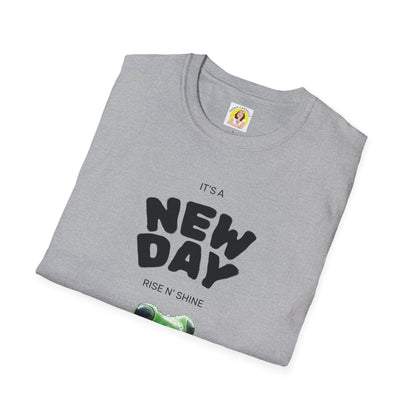 Unisex Frog Graphic T-Shirt - 'It's a New Day, Rise N' Shine'