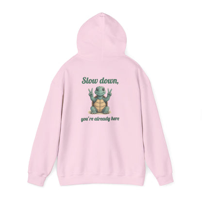 Slow Down Hoodie - Unisex Heavy Blend Sweatshirt, Chill Vibes, Gift for Friends, Cozy Style, Funny Quote Apparel