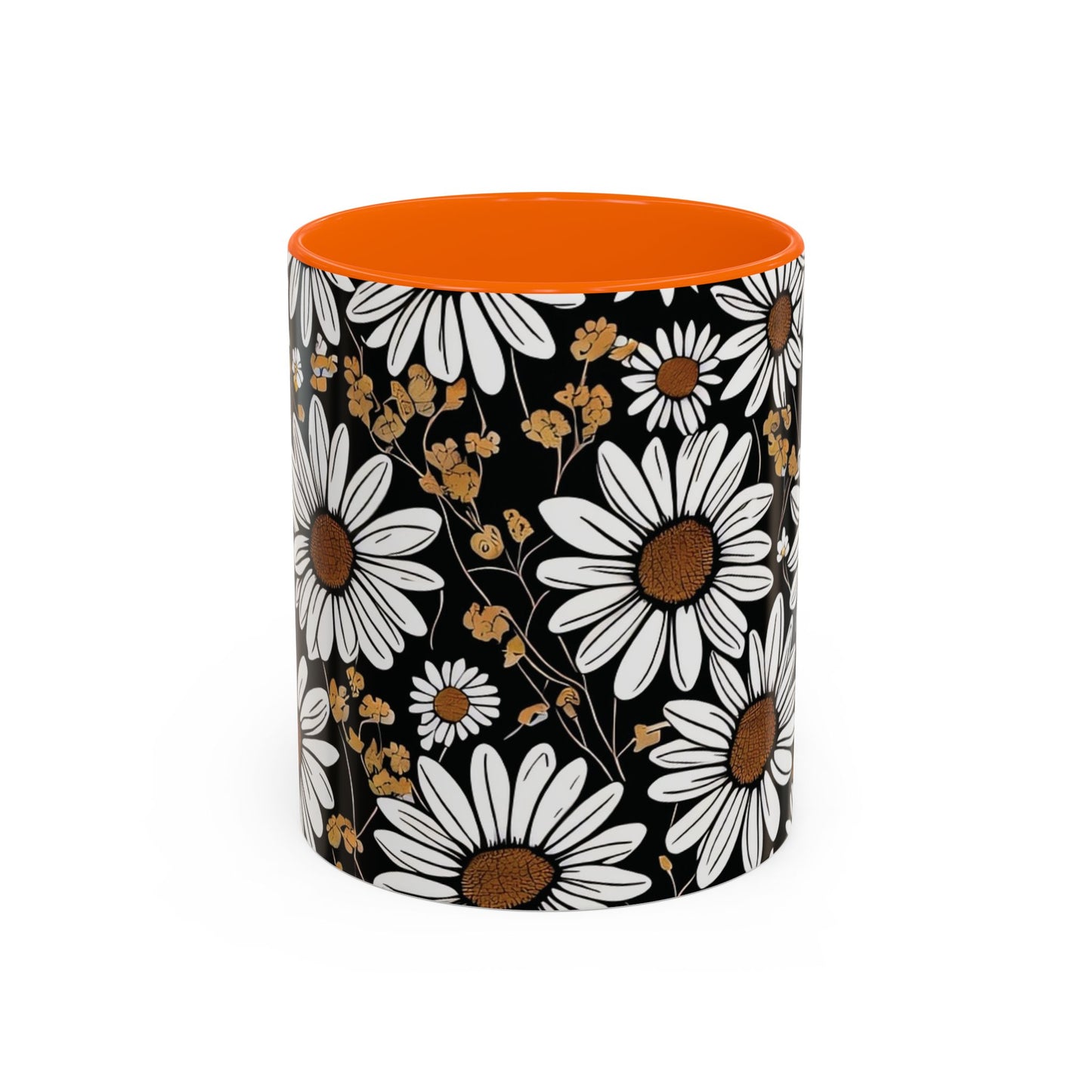 Floral Accent Coffee Mug, Daisy Design Mug for Home, Gift for Plant Lovers, Cute Coffee Cup, Spring Inspired Kitchenware