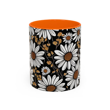 Floral Accent Coffee Mug, Daisy Design Mug for Home, Gift for Plant Lovers, Cute Coffee Cup, Spring Inspired Kitchenware