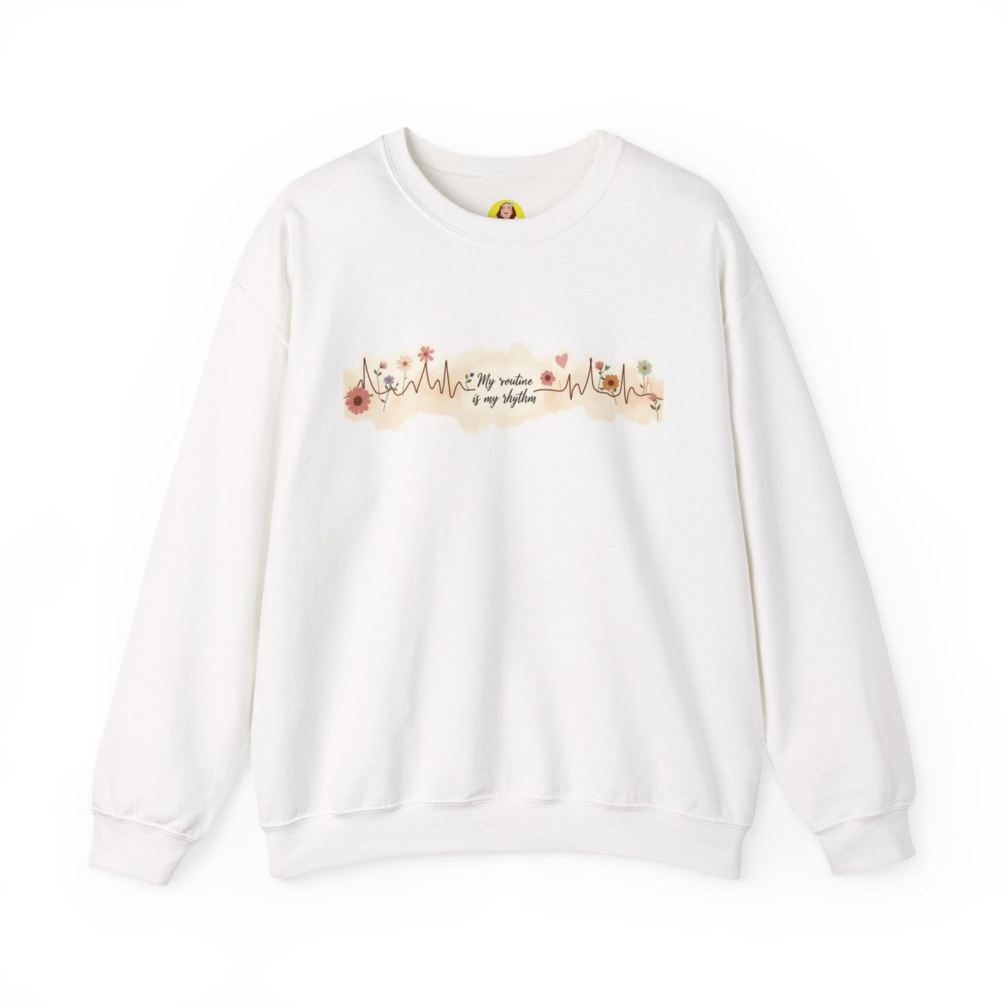 Floral Heartbeat Crewneck Sweatshirt - Cozy Gift for Music Lovers, Unisex Sweatshirt for Birthdays, Valentine's Day, Self-Care