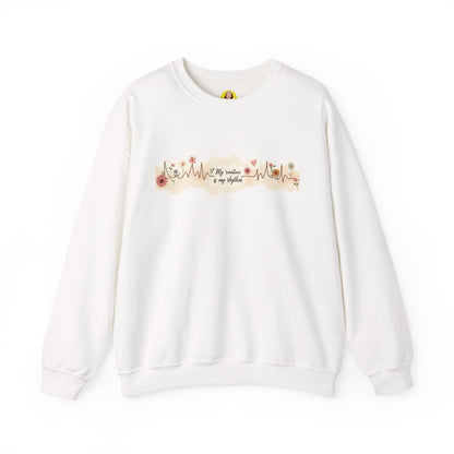 Floral Heartbeat Crewneck Sweatshirt - Cozy Gift for Music Lovers, Unisex Sweatshirt for Birthdays, Valentine's Day, Self-Care