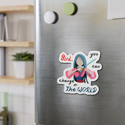 Empowering Girl Power Die-Cut Magnets | Inspirational Decor, Gift for Students, Motivational Sticker, Cute Office Decor
