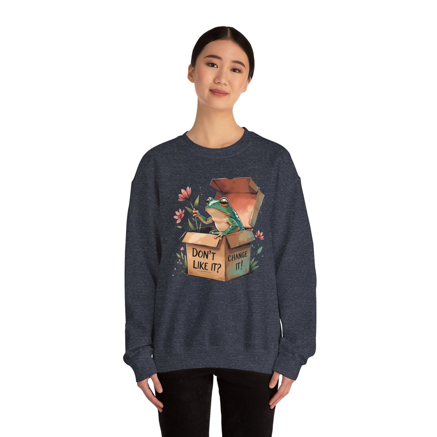 Playful Frog Graphic Sweatshirt, Unisex Crewneck, Fun Gift, Nature Lover Apparel, Inspirational Fashion, Seasonal Wardrobe