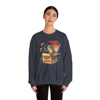 Playful Frog Graphic Sweatshirt, Unisex Crewneck, Fun Gift, Nature Lover Apparel, Inspirational Fashion, Seasonal Wardrobe