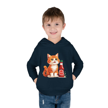 Cute Cat Fleece Toddler Hoodie, Cozy Kid's Apparel, Perfect for Gift, Winter Wear, Cat Lover's Sweatshirt