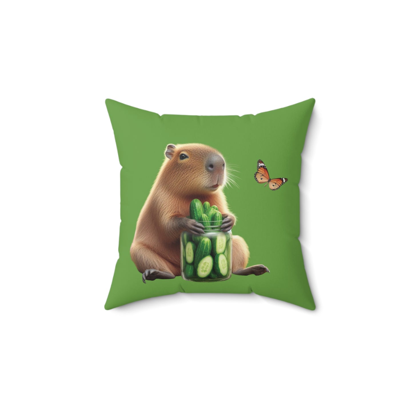 Cute Capybara Cucumber Square Pillow – Cozy Home Decor