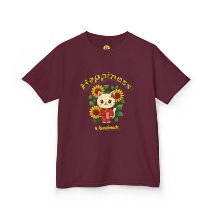 Adorable Cat & Sunflower Kids Tee - Cute Gift, Summer Style, Fun Playwear, Birthday Present, Animal Lover Apparel