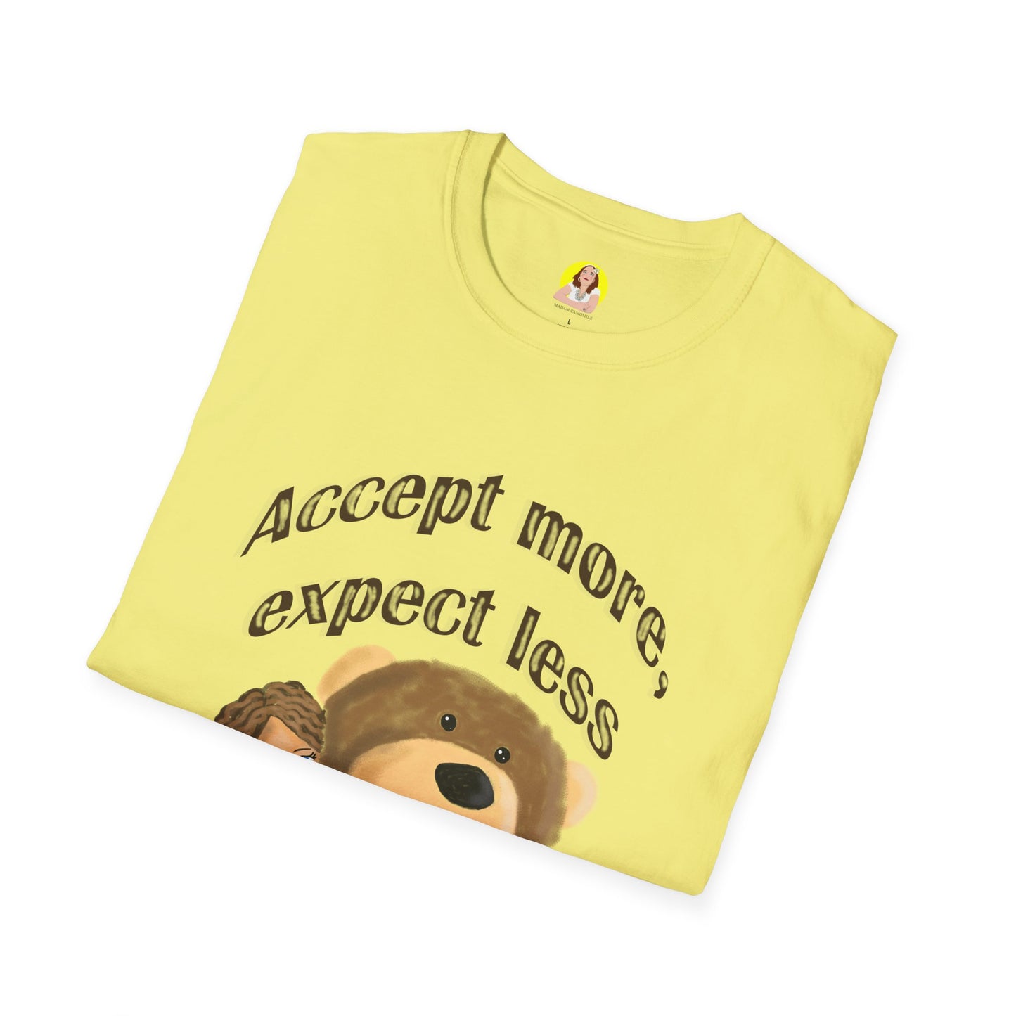 Cute Bear Graphic T-Shirt - Accept More, Expect Less - Funny Animal Tee, Gift for Friends, Cozy Casual Shirt, Birthday Gift, [...]