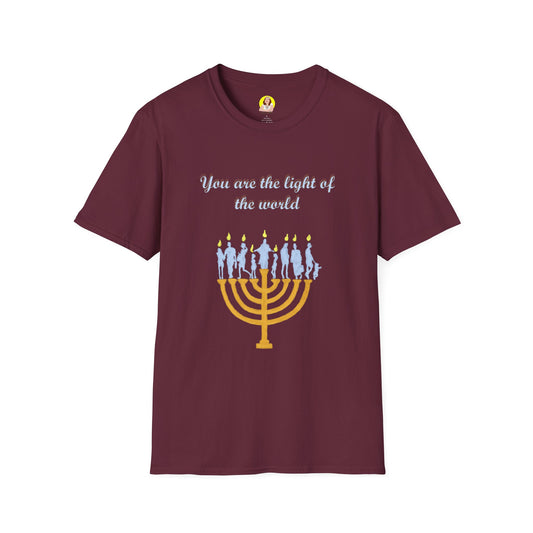 You Are the Light of the World T-Shirt - Unisex, Softstyle, Inspirational Gift for Friends, Family, Hanukkah, Thoughtful Apparel