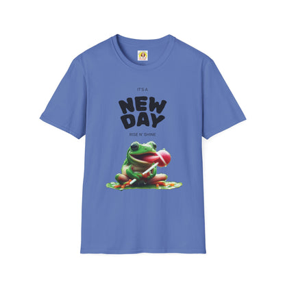 Unisex Frog Graphic T-Shirt - 'It's a New Day, Rise N' Shine'