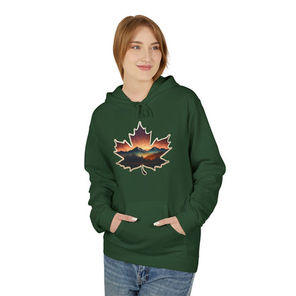 Cozy Sunset Maple Leaf Hoodie | Fall Fashion, Nature Lover Gift, Warmth for Fall, Outdoor Adventure, Comfortable Wear