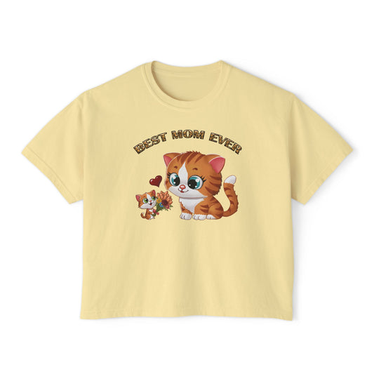 Women's Boxy Tee - Cute Cat Design, Perfect Gift for Mom