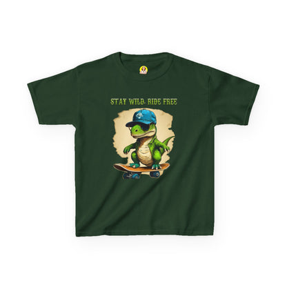 Kids Graphic Tee with Dinosaur Design, Stay Wild, Fun T-Shirt for Boys, Youth Apparel, Gift for Birthdays, Playdate Wear, Casual Style