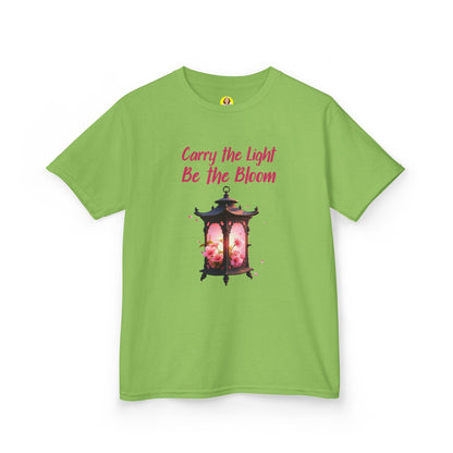Kids Inspirational Graphic Tee - "Carry the Light, Be The Bloom" - Cute Gift for Children, Birthday, Everyday Wear, Positive Message