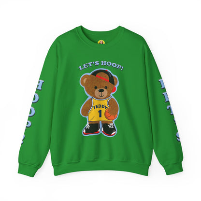 Basketball Teddy Bear Sweatshirt, Cute Athleisure, Kid's Fashion, Sports Gift, Cozy Unisex Crewneck