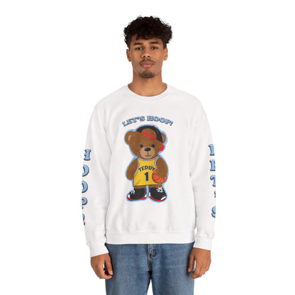 Basketball Teddy Bear Sweatshirt, Cute Athleisure, Kid's Fashion, Sports Gift, Cozy Unisex Crewneck