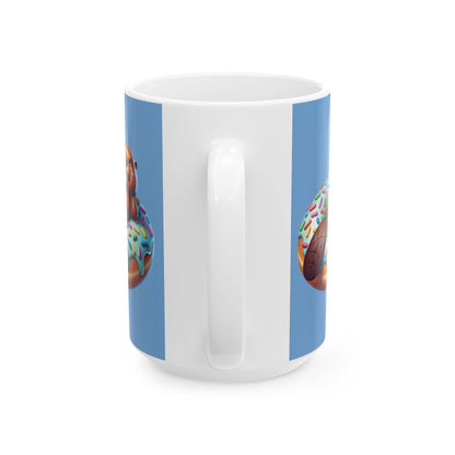 Cute Cartoon Bear Donut Ceramic Mug | Fun Gift for Animal Lovers