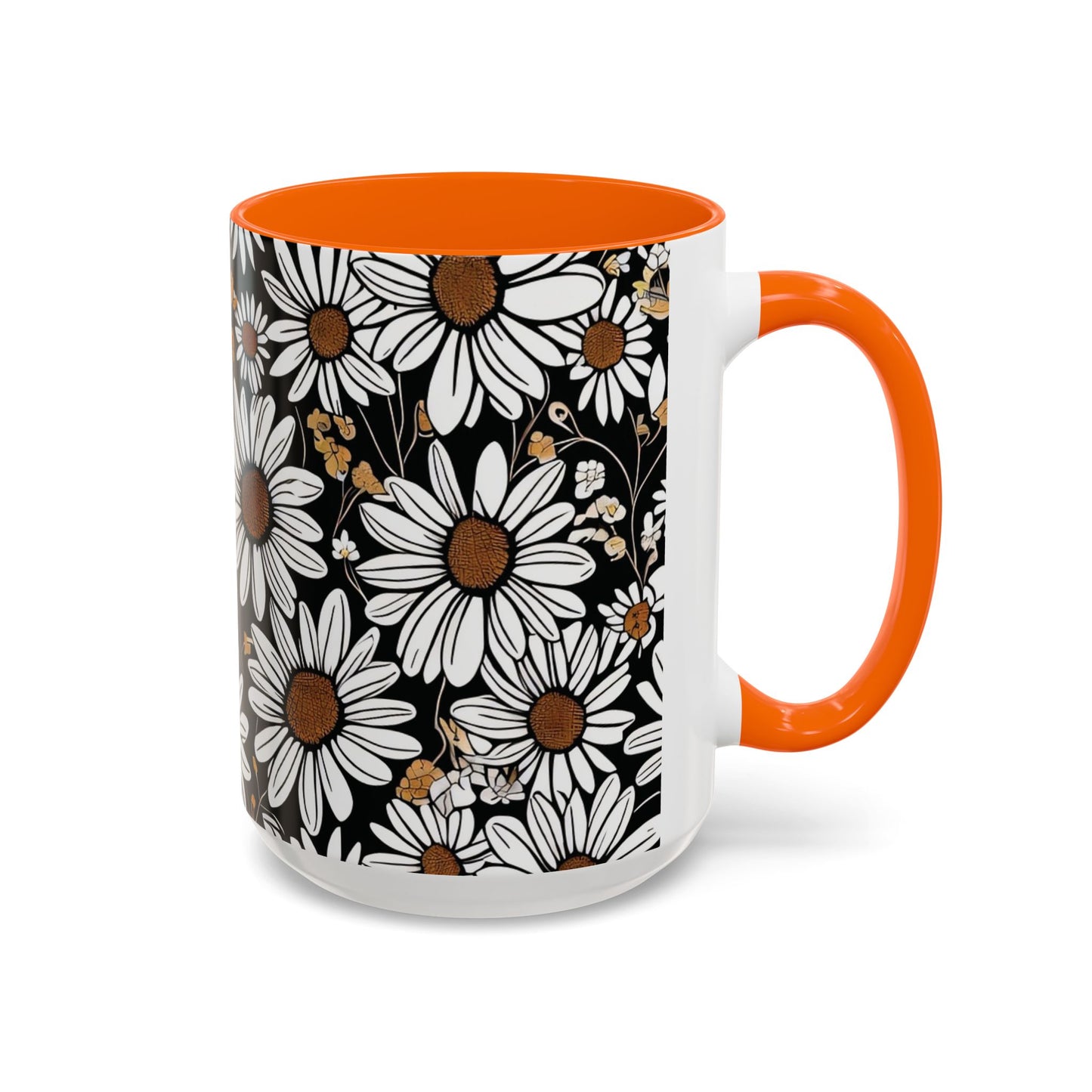 Floral Accent Coffee Mug, Daisy Design Mug for Home, Gift for Plant Lovers, Cute Coffee Cup, Spring Inspired Kitchenware