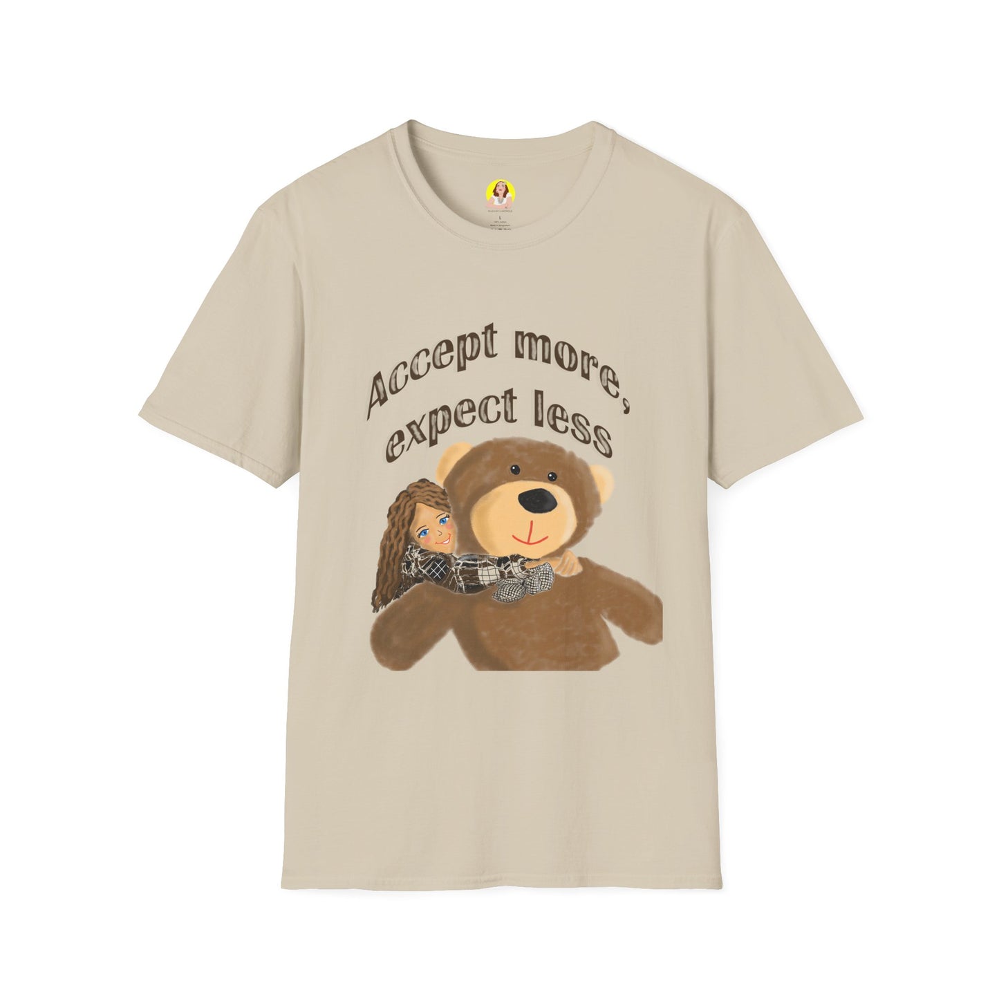 Cute Bear Graphic T-Shirt - Accept More, Expect Less - Funny Animal Tee, Gift for Friends, Cozy Casual Shirt, Birthday Gift, [...]