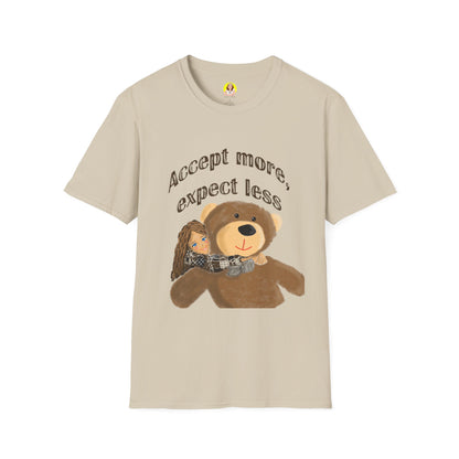 Cute Bear Graphic T-Shirt - Accept More, Expect Less - Funny Animal Tee, Gift for Friends, Cozy Casual Shirt, Birthday Gift, [...]