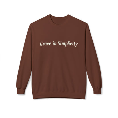 Cozy Quote Crewneck Sweatshirt - "Grace in Simplicity" - Unisex Gift, Casual Wear, Minimalist Style, Cozy Essential, Autumn Layering