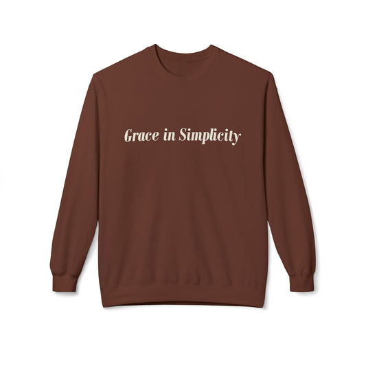 Cozy Quote Crewneck Sweatshirt - "Grace in Simplicity" - Unisex Gift, Casual Wear, Minimalist Style, Cozy Essential, Autumn Layering
