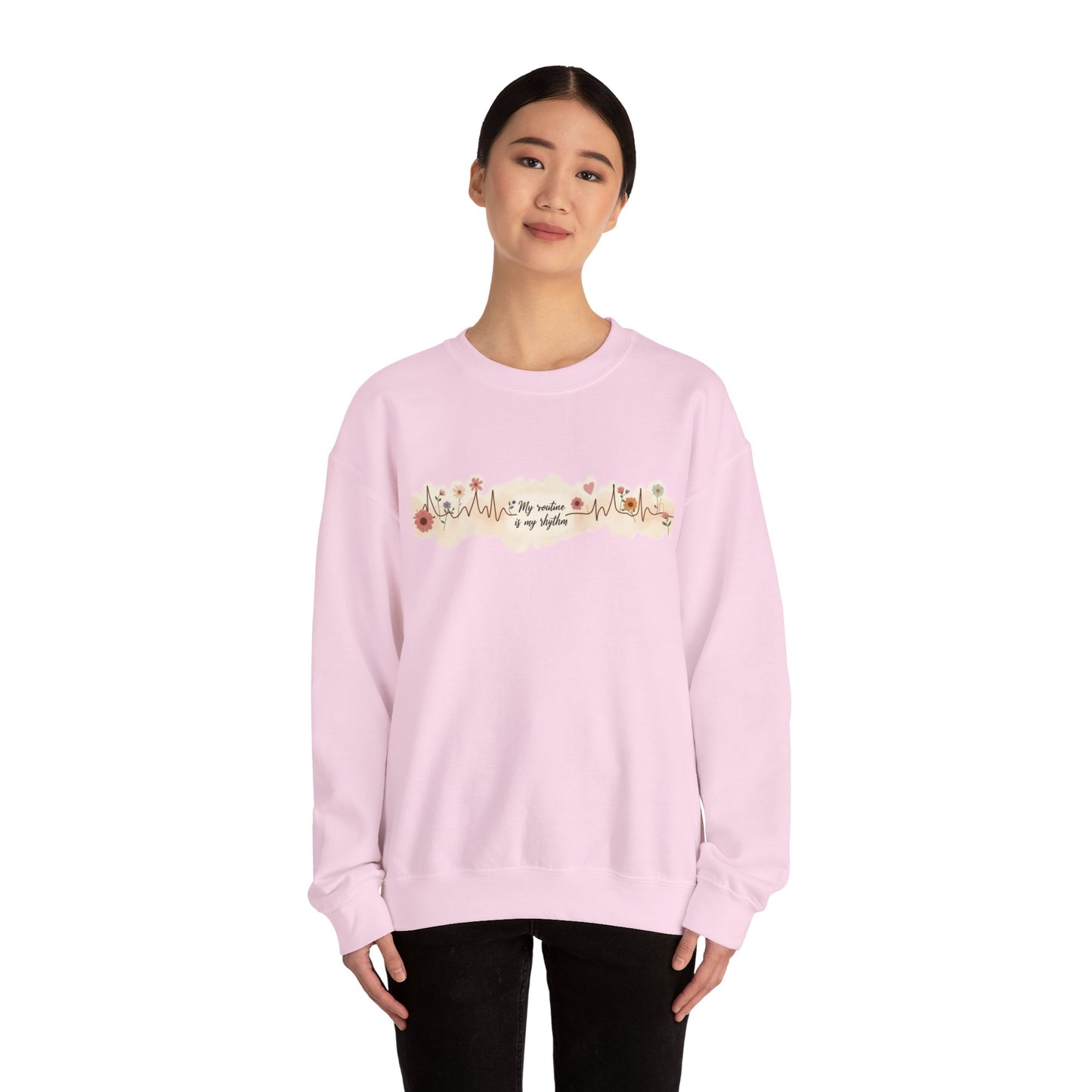 Floral Heartbeat Crewneck Sweatshirt - Cozy Gift for Music Lovers, Unisex Sweatshirt for Birthdays, Valentine's Day, Self-Care
