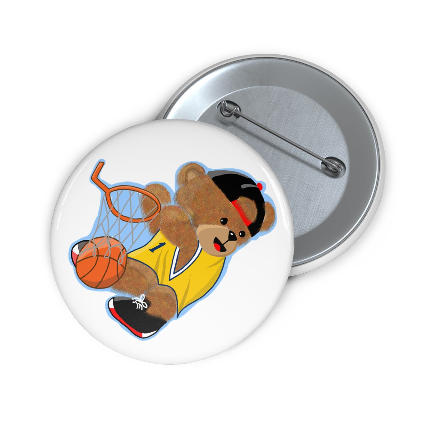 Custom Basketball Bear Pin Buttons | Unique Accessories for Sports Lovers, Cute Gifts for Kids, Party Favors, Collectibles, Team Spirit