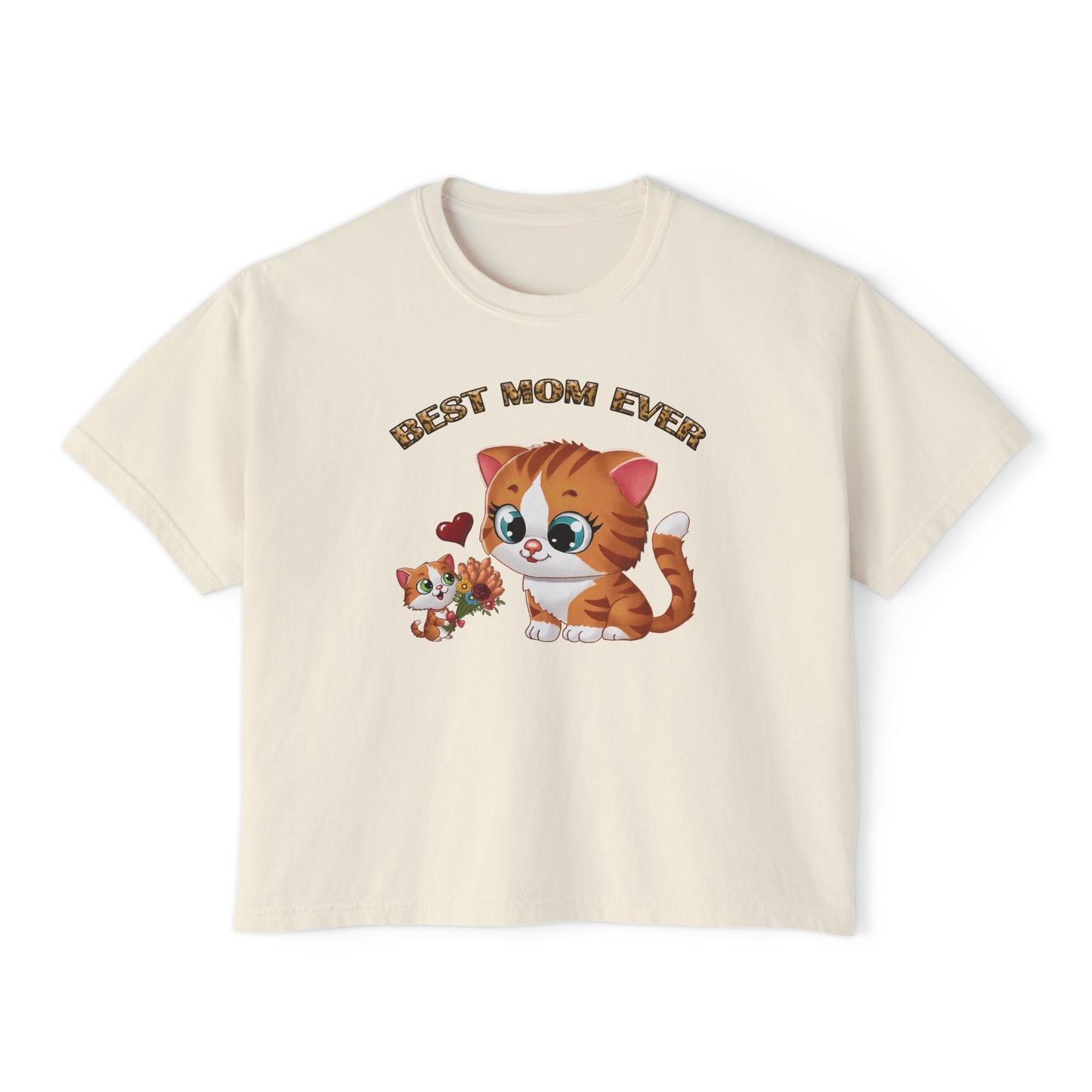 Women's Boxy Tee - Cute Cat Design, Perfect Gift for Mom