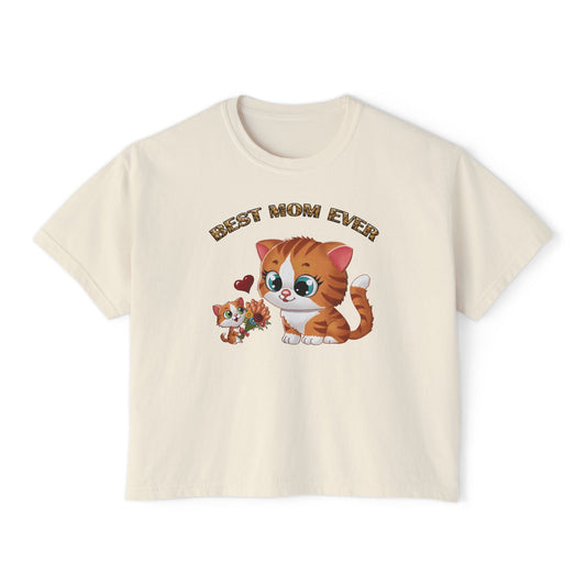 Women's Boxy Tee - Cute Cat Design, Perfect Gift for Mom