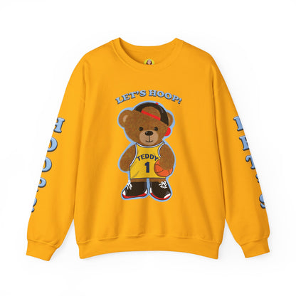 Basketball Teddy Bear Sweatshirt, Cute Athleisure, Kid's Fashion, Sports Gift, Cozy Unisex Crewneck