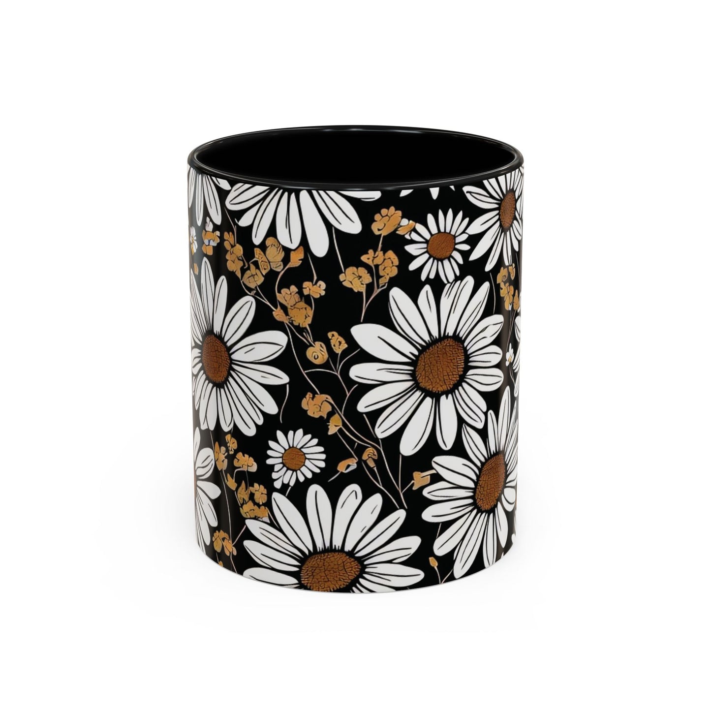 Floral Accent Coffee Mug, Daisy Design Mug for Home, Gift for Plant Lovers, Cute Coffee Cup, Spring Inspired Kitchenware