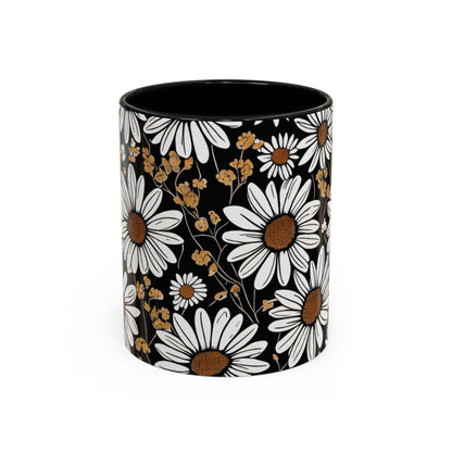 Floral Accent Coffee Mug, Daisy Design Mug for Home, Gift for Plant Lovers, Cute Coffee Cup, Spring Inspired Kitchenware