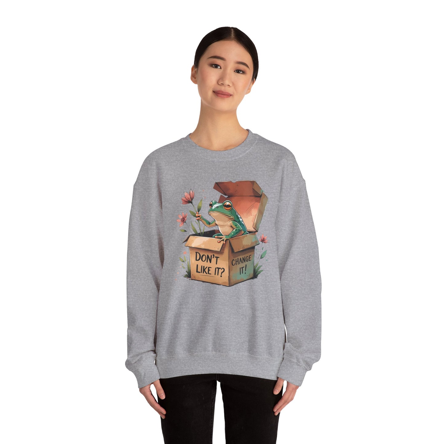 Playful Frog Graphic Sweatshirt, Unisex Crewneck, Fun Gift, Nature Lover Apparel, Inspirational Fashion, Seasonal Wardrobe