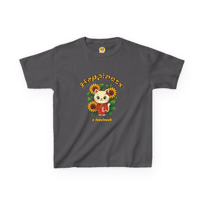 Adorable Cat & Sunflower Kids Tee - Cute Gift, Summer Style, Fun Playwear, Birthday Present, Animal Lover Apparel